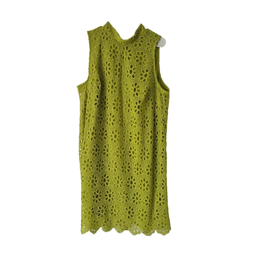 Robbie Bee Dress Womens 22W Green Eylet Lace Lined Sheath Sleeveless Boho